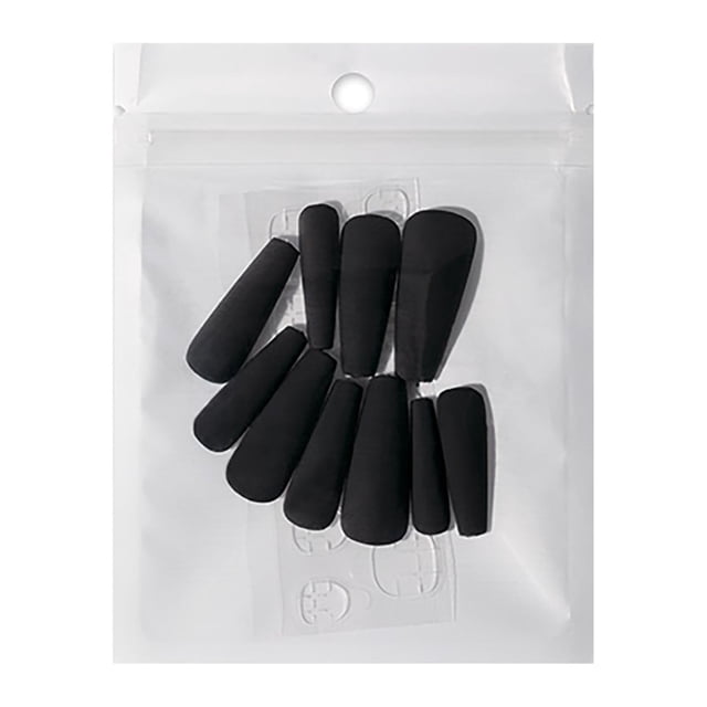 WIFKLSIIPG 10Pcs Coffin Press on Nails Long, Double Sided Nail Stickers, Glossy False Nails
