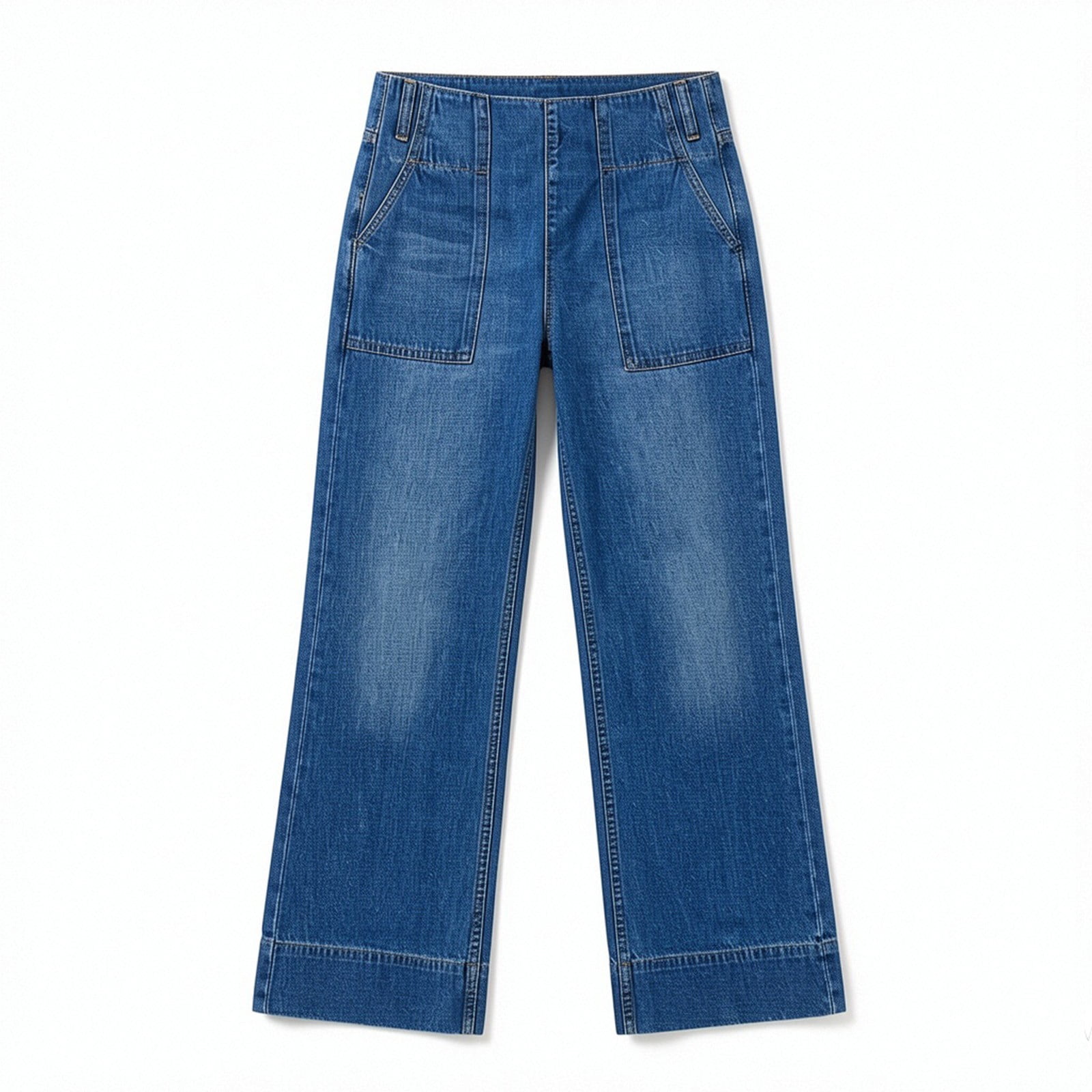 Women's High Waisted Jeans, Versatile Straight Leg Stretchy Streetwear Business Casual Denim Pants with Pockets