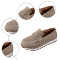 thumbnail image 7 of Womens Loafers Antislip Thick Sole Platform Sneakers Round Toe Suede Comfy Arch Support Slip on Walking Shoes Khaki Size 9, 7 of 7