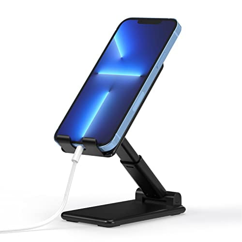 TalkWorks Adjustable Cell Phone Desk Mount Compatible w/iPhone 15/15 Pro/15 Pro Max, 14/14 Plus/14 Pro/14 Pro Max, 13/13 Pro/13 Pro Max - Flexible Stand for Office, Home, Tabletop (Black)