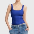 thumbnail image 2 of Pimfylm Womens Square Neck Tank Top Sleeveless Summer Basic Tops Sharp Collection(Blue,L), 2 of 6