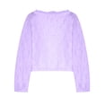 thumbnail image 6 of HaiMao Women's Sheer Lace Open Front 3/4 Sleeve Lightweight Cropped Jacket Shrug Bolero Purple XXL(XXL), 6 of 7