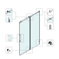 thumbnail image 6 of Cozy 54"x 60" Frameless Single Slide Shower Door 3/8"Tempered Square, 6 of 10