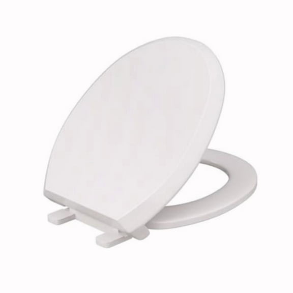 Jones Stephens C160600 Premium Round Plastic Toilet Seat - Closed Front with Cover & QuicKlean Hinges - White