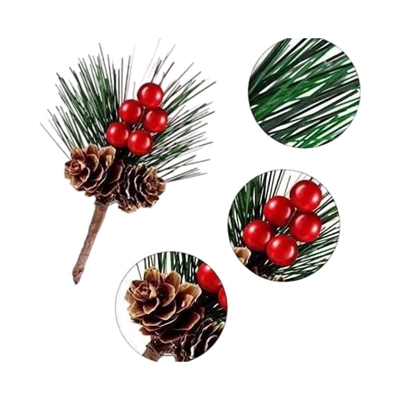 Artificial Christmas Branches, DIY Wreath Making Kit with Faux Pinecones and Berries for Christmas Tree Decoration, Festive Home Decor, Indoor Outdoor Use, 10 Pieces Set