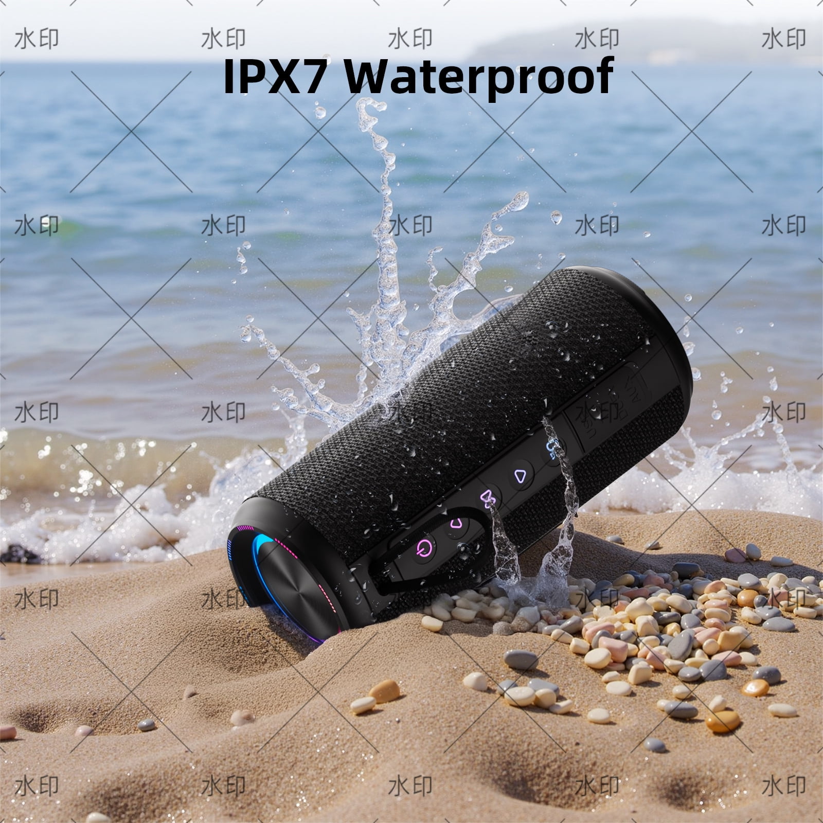 Portable Bluetooth Speaker, Up to 30H Playtime Wireless Speaker IPX7 Waterproof  TWS Pairing Powerful Speakers with Bluetooth 5.4, for Home/Party/Outdoor/Beach/Travel, Men Women Gifts (Black)