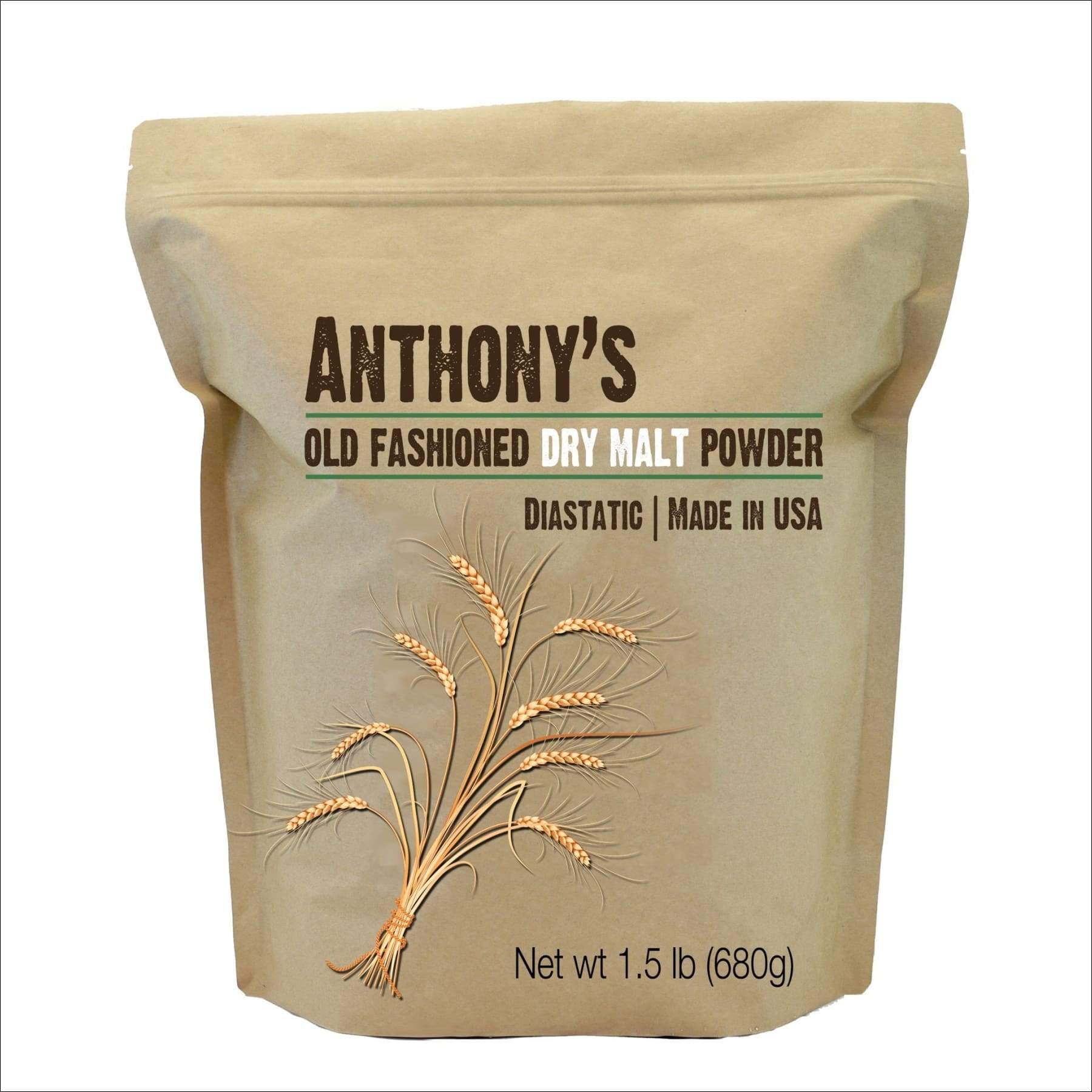 Anthony's Diastatic Dry Malt Powder, 1.5lbs, Made in the USA, Diastatic