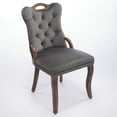 thumbnail image 4 of Hassch Velvet Dining Chairs Set of 2, Vintage Kitchen Side Chairs with Button Tufted Back, Nailhead Trim & Solid Wood Legs, Comfortable Upholstered Seat, Gray, 4 of 10