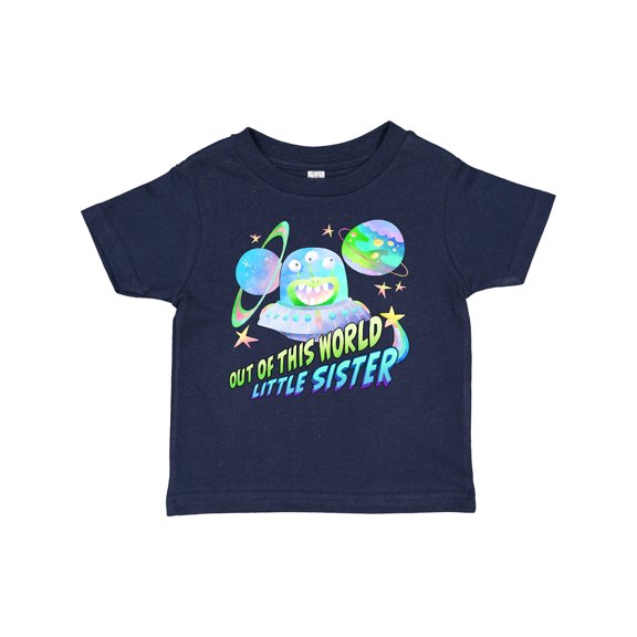 Inktastic Out of This World Little Sister Cute Alien in Outer Space Girls Baby T-Shirt