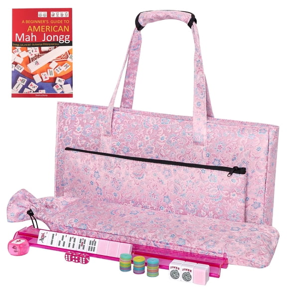 Juego de mahjong americano TIASUSAN 166 fichas rosas con bolsa