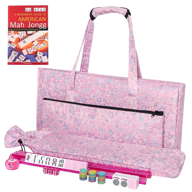 Juego de mahjong americano TIASUSAN 166 fichas rosas con bolsa