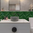thumbnail image 5 of DEWOO 10 Sheets Thicker Herringbone Peel and Stick Backsplash, 11.5”×9” Stick on Wall Tiles, Self Adhesive Tile Sticker for Kitchen Backsplash and Bathroom, Green, 5 of 16