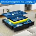 thumbnail image 4 of Dextrus Lift Top LED Coffee Table, Modern Living Room Tables with 4 Spacious Drawers, Black, 4 of 9