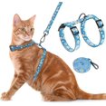thumbnail image 1 of czcpp-Cat Harness and Leash Set, Adjustable Kitten Harness Escape Proof Cats Harness, Soft Lightweight Walking Travel Pet Harness, Cute Kitty Harness Leash Set for Small Medium Cats, Blue Daisy, 1 of 4