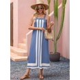 thumbnail image 2 of Women Bohemian Floral Dress Summer Casual Color Block Maxi Beach Overall Dress Coverups Light Blue XL, 2 of 6