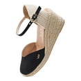 thumbnail image 3 of Reus Canvas Espadrille Wedges - Black / 7, 3 of 6