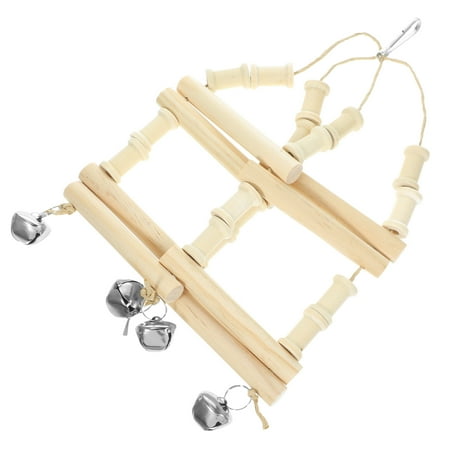 TEHAUX Parrot Perch Swing for Pet Birds Natural Wood Bird Stand and Exercising Toy Beige 1 Set