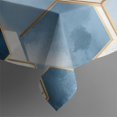 thumbnail image 4 of Blue White Gold Hexagon Marble Pattern Rectangle Tablecloth 60"x120",Waterproof Polyester Rectangle Table Cloth, Wipeable Spillproof Polyester Tablecloth for Dining, Camping, Indoor and Outdoor, 4 of 6