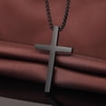 thumbnail image 5 of Men's Cross Necklace 316L Stainless Steel Large Heavy Cross Pendant for Men Polished White/Gold/Black Jewelry Rolo Chain with 22'' 24'' 26'', 5 of 7