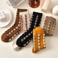 thumbnail image 5 of Cute crew socks with floral pattern for women, teens, girls, cottagecore, ruffles, vintage, 5 of 7