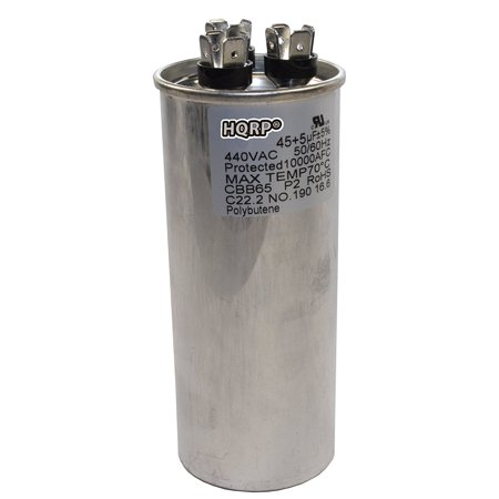 HQRP 45uf 5uf 370-440V Dual Run Capacitor CBB65 AC Electric Motor Start HVAC Blower Compressor Furnace CBB65-R 45MFD 97F9851 5MFD 27L889 Z97F9851 + HQRP