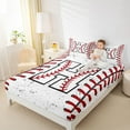 thumbnail image 4 of Manfei Letter H Monogrammed Full Size Sheets,Baseball Game Lover Bed Sheets,White Red Sheet Sets For Boys,Microfiber Room Decorative,4pcs, 4 of 7