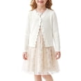 thumbnail image 2 of INSPIRE CHIC Girls Back to School Knit Cardigan Sweater Long Sleeve Button Down with Scalloped Trim Soft V-Neck Shrug for Kids 5-12 Years 5-6 Years White, 2 of 5