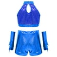 thumbnail image 6 of Sholeno Girls 3Pcs Dance Set Sequin Crop Top with Shorts Gloves Outfits for Hip Hop Jazz Workout Performance Blue 16, 6 of 7
