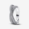 thumbnail image 1 of Pandora Anillo de Doble Banda con Pavé Cruzado Atemporal en Plata de Ley (8.5), 1 of 4