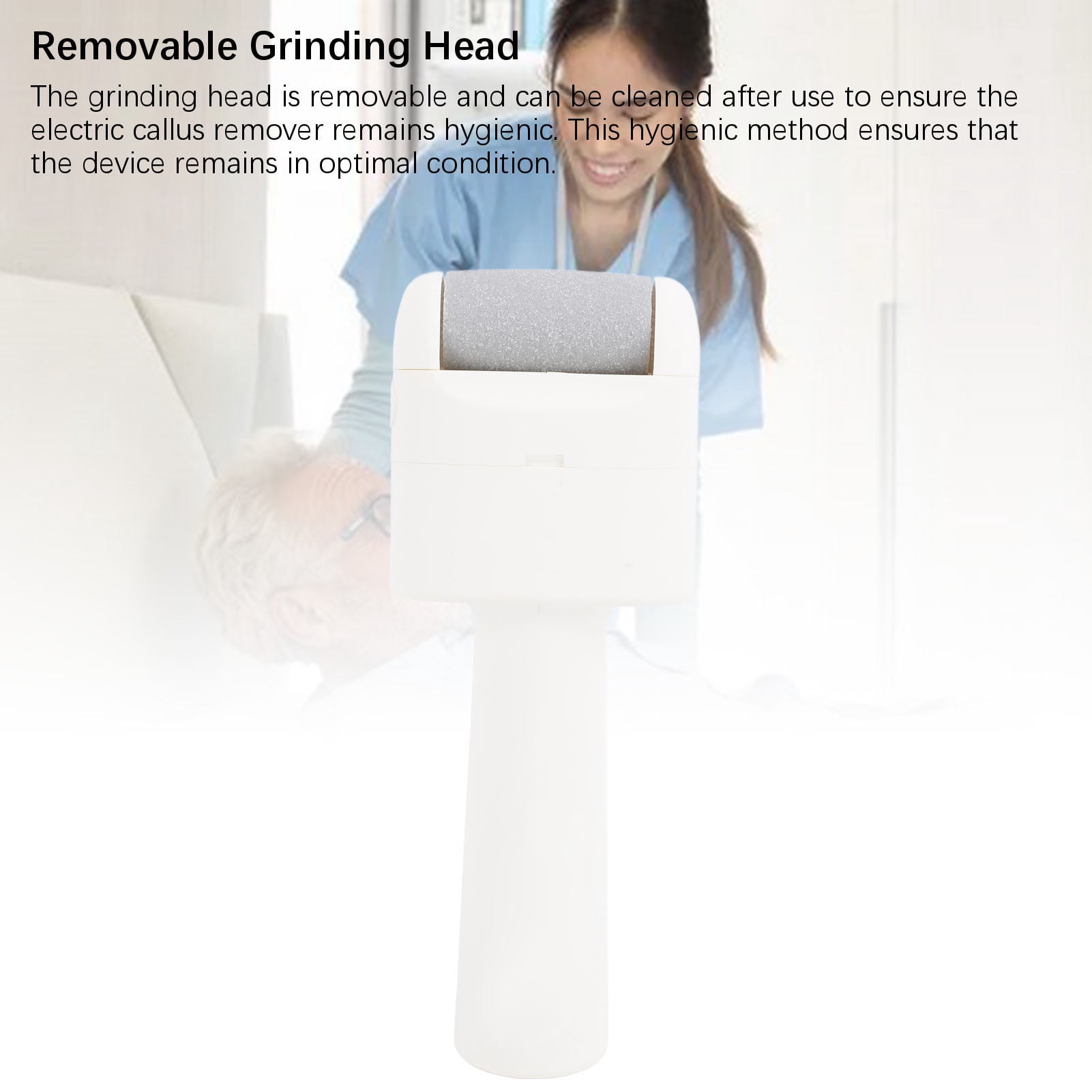 Nieyigj Electric Foot Callus Remover Portable Electric Foot File for Dead Skin and Calluses White, Professional 2-Speed Rechargeable Foot Scrubber (9.45 inches / 24 cm)
