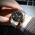 thumbnail image 5 of Poedagar Mens Watch Date Chronograph Stainless Steel Luminous Waterproof Quartz Male Watches Bracelets, 5 of 6