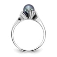 thumbnail image 2 of Solid 14k White Gold 6mm Black Freshwater Cultured Pearl VS Diamond Ring Band Size 5.5 (.06 cttw.), 2 of 6