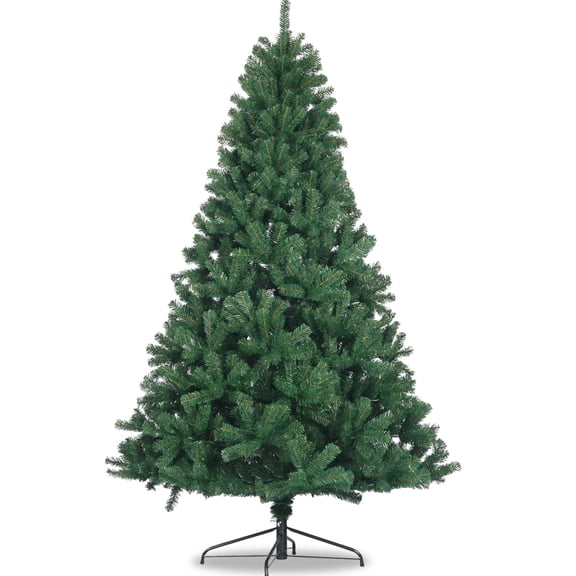 6ft artificial Christmas tree, 1000 branches, all natural spruce PVC, can be divided into 3 parts for storage, foldable metal bracket, no light green