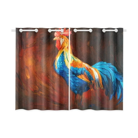 Yusdecor Blue Orange Rooster Window Curtains Kitchen Curtain Room Bedroom Ds 26x39 Inch 2 Piece Canada Bedroom Ds Curtains 26x39 Inch, Blue And Orange Kitchen Curtains