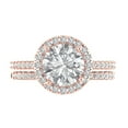 thumbnail image 2 of 2.56 ct Brilliant Round Cut Moissanite 14k Rose Gold Halo Solitaire with Accents Engagement Bridal Wedding Ring Band Set size 3.5, 2 of 7