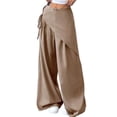 thumbnail image 3 of Women Wide Leg Baggy Flowy High Waisted Pants Loose Fit Casual Cozy Cute Y2k Trousers Khaki S, 3 of 9
