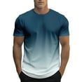 thumbnail image 2 of HVOBTTY Men's Summer T Shirt Casual Crew Neck Gradient Print Short Sleeve Breathable Daily Outdoor Wear Top Navy, S, 2 of 4