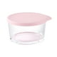 thumbnail image 2 of Cuenco de vidrio para aperitivos con tapa | Mini vaso para yogur | Recipiente para salsas | Vidrio de borosilicato portátil y hermético | Apto para microondas | 8x8x5.3 cm | Azul cielo Rosa | 1, 2 of 6