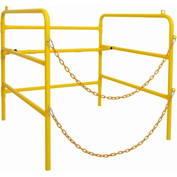 Yeeoy Steel Manhole Guard Rail, Collapsible Durable Safety Guardrail with Chains for Utility Maintenance Yellow