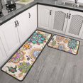 thumbnail image 2 of Pioneer Flower Floral Print Pattern Kitchen Rugs Sets Of 2,Anti Fatigue Kitchen Mat Rugs Non Slip Washable,Decorative Kitchen Floor Mats for Kitchen,Sink,Laundry,17"X30"+17"X47", 2 of 7
