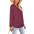 thumbnail image 4 of Womens Winter Sexy V Neck Long Sleeve Tops Solid Regular Casual Blouse Wine,S, 4 of 9