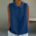 thumbnail image 2 of Linen Sleeveless Tops for Women Cotton Fashion Clothing 2026 Trendy Cute Shirts Breathable Loose Fit Women's Blouses Navy, 2 of 5