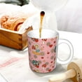 thumbnail image 3 of Qokaie Retro 70s 60s Hippie Flower Pattern Premium Ceramic Coffee Mugs with Handle for Men Women - Durable, Stylish, and Ergonomic Cup - Perfect for Home, Office, and Cafés, 3 of 6