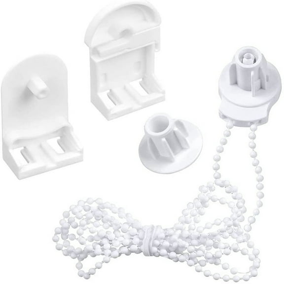 CHENGSI for Window Treatment Roller Blind Fittings Kit 25mm Brackets Chain Spares Set Replacement Parts White Plastic 300cm Bead Chain for Indoor Outdoor Home Office Hotel