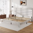 thumbnail image 6 of Wooden King Bed Frame with 49.9" Tall Headboard, Rustic Farmhouse Platform Bedframe with Wood Slat Support, No Box Spring Needed, Sturdy and Noise Free, Easy Assembly, White, 6 of 10