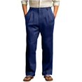 thumbnail image 6 of Mens Linen Cotton Casual Pants, Lightweight Straight Leg Lounge Pants with Button Waist & Side Pockets, Loose Fit Summer Beach Yoga Trousers for Men, Comfortable Relaxed Fit Paperbag Trousers Navy XL, 6 of 10