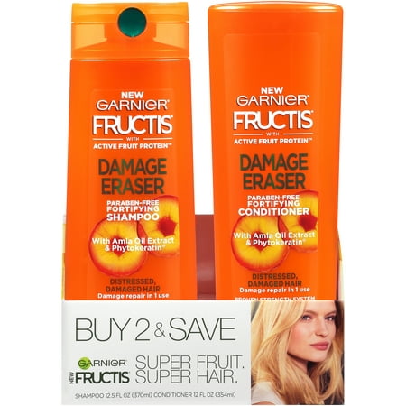 Garnier Fructis Damage Eraser Shampoo & Conditioner 2 Pack, Distressed, Damaged Hair, 2