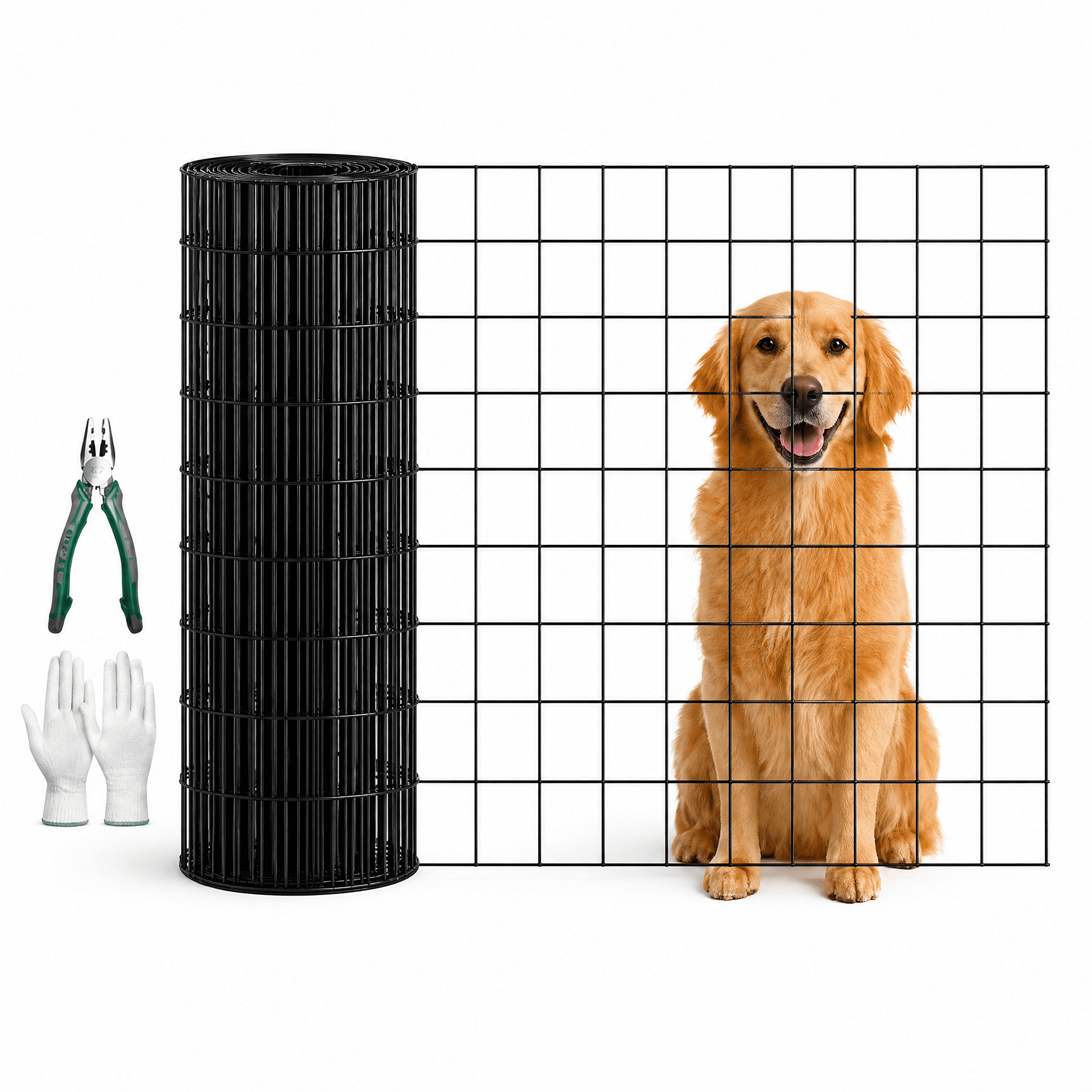 Black Vinyl Coated Fence 4x50ft 16 Gauge Galvanized Steel Pet-Safe for Garden Poultry Enclosure