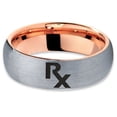 thumbnail image 2 of Tungsten Medical Prescription Pharmacy Symbol Band Ring 7mm Men Women Comfort Fit 18k Rose Gold Dome Brushed Gray Polished, 2 of 4