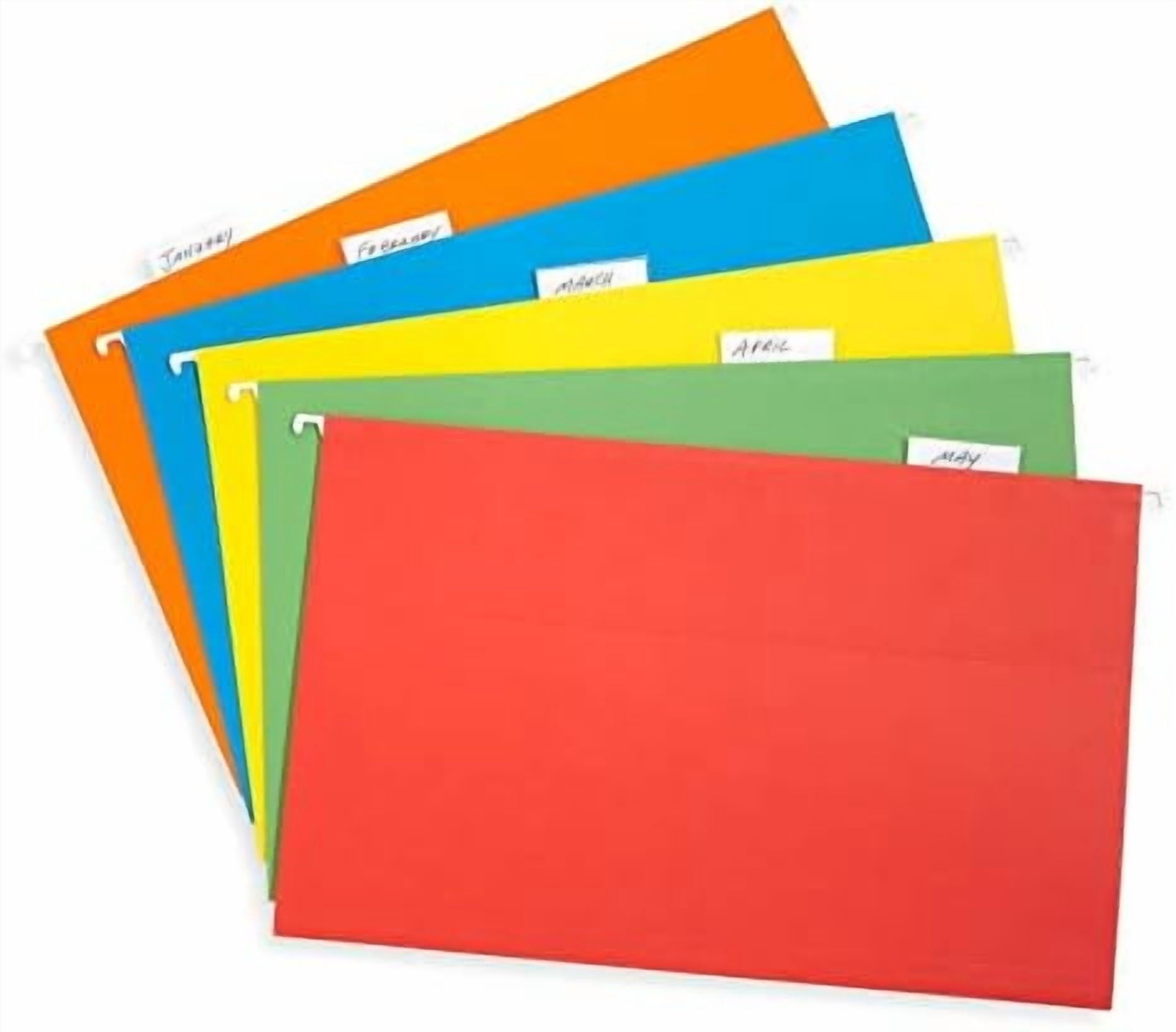 50 Legal Hanging File Folders, 50 Reinforced Hang Folders, Designed for Home and Office Color Coded File Organization, Legal Size, Assorted Colors, 50 Pack